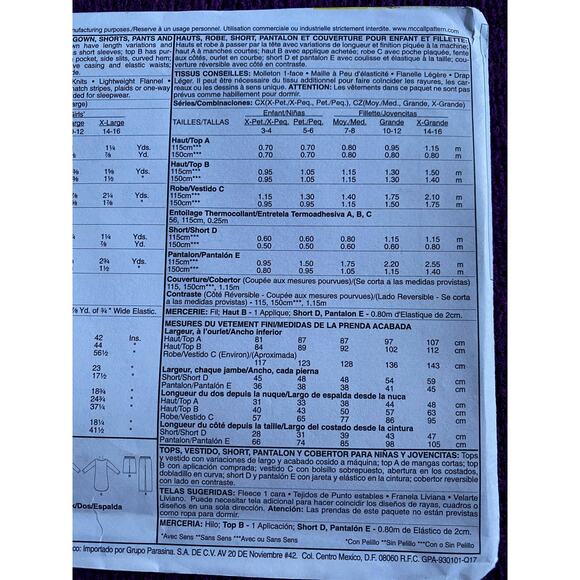 Simplicity sewing pattern  4963 Kids nightshirt pajamas top pants - Picture 5 of 5